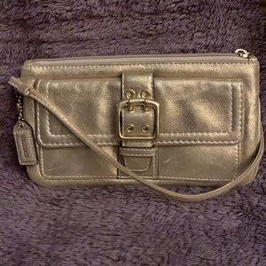 Coach leather gold wristlet